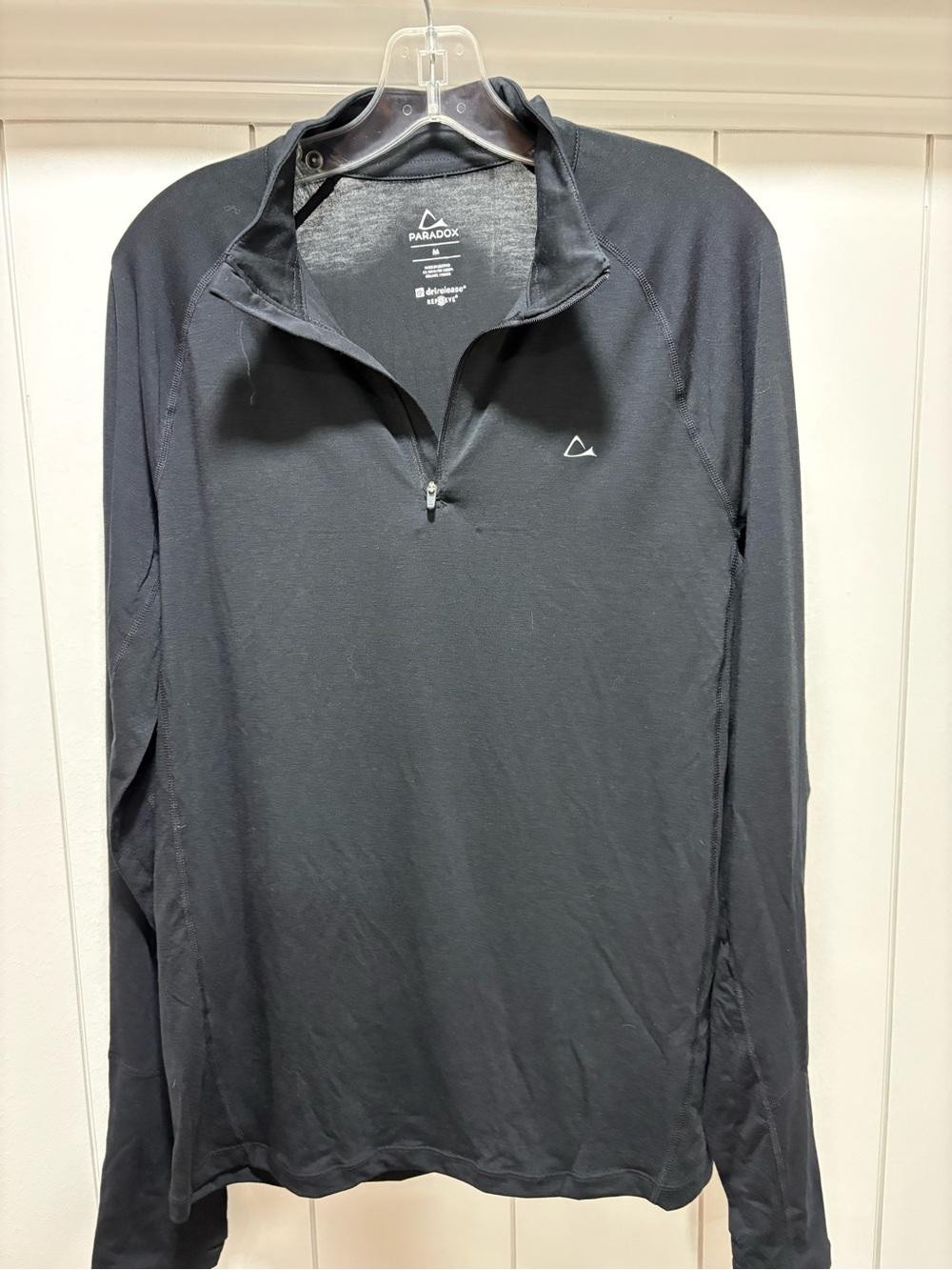 Paradox Merino Blend Mens Medium 1/4 Zip Long Sleeve Shirt Black Dri Release